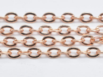 1foot Rose Gold Vermeil Oval Chain, 925 Sterling Silver Chain, Oval Chain, Jewelry Chain, 1.5x2mm-RainbowBeads