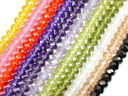 CZ bead, Faceted Rondelle, Approx 5x8 mm-RainbowBeads