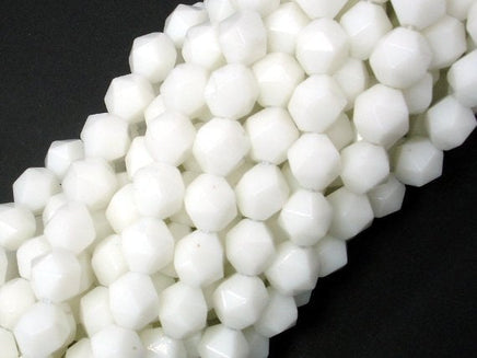 White Jade Beads, 8mm Star Cut Faceted Round-RainbowBeads