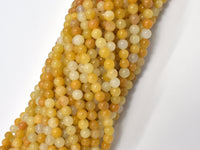 Yellow Jade Beads, 4mm (4.5mm) Round Beads-RainbowBeads