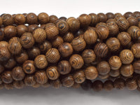 Wenge Wood, 6mm (6.3mm) Round, 50 Inch, Long strand, Approx. 216 Beads-RainbowBeads