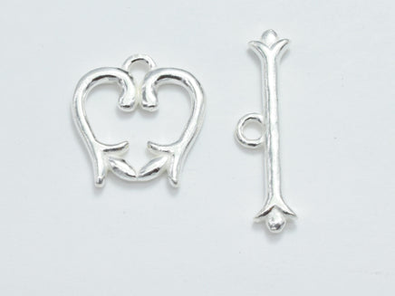 2sets 925 Sterling Silver Toggle Clasps, Loop 13x13mm, Bar 20x4mm-RainbowBeads