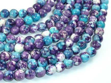 Rain Flower Stone Beads, Blue, Purple, 8mm Round Beads-RainbowBeads