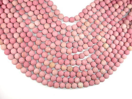 Matte Rhodonite Beads, Round, 8mm (8.7mm)-RainbowBeads