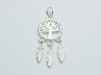 1pc 925 Sterling Silver Charm, Tree of life Charm, 26x12mm-RainbowBeads