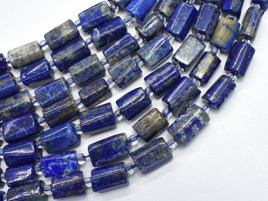 Natural Lapis Lazuli 6x10mm Faceted Tube-RainbowBeads