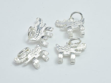 2pcs 925 Sterling Silver Charms, Crocodile Charms, Alligator Charms, 13x9mm-RainbowBeads