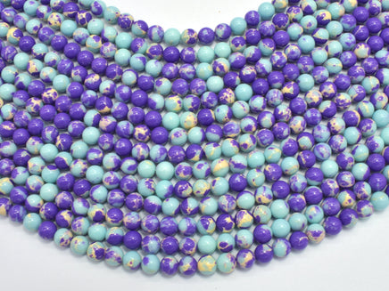 Impression Jasper-Blue & Purple 6mm Round-RainbowBeads