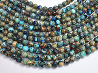 Impression Jasper- Blue 8mm Round-RainbowBeads