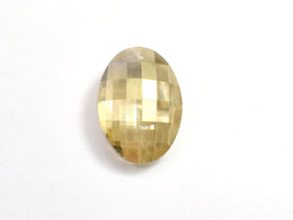Crystal Glass 23x32mm Faceted Oval Pendant, Yellow, 1piece