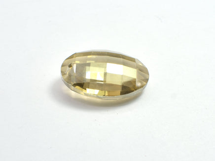 Crystal Glass 23x32mm Faceted Oval Pendant, Yellow, 1piece-RainbowBeads