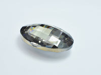 Crystal Glass 36x50mm Faceted Oval Pendant, Gray, 1piece-RainbowBeads