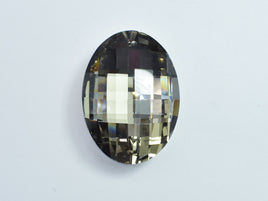 Crystal Glass 36x50mm Faceted Oval Pendant, Gray, 1piece