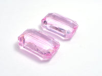 Crystal Glass 18x26mm Faceted Rectangle Beads, Pink, 2pieces-RainbowBeads