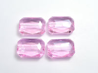 Crystal Glass 18x26mm Faceted Rectangle Beads, Pink, 2pieces-RainbowBeads