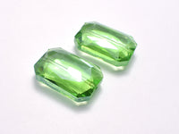 Crystal Glass 18x26mm Faceted Rectangle Beads, Green, 2pieces-RainbowBeads