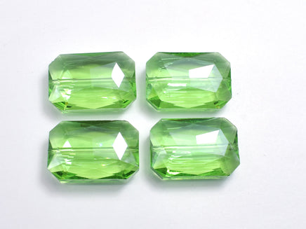 Crystal Glass 18x26mm Faceted Rectangle Beads, Green, 2pieces-RainbowBeads