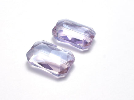 Crystal Glass 18x26mm Faceted Rectangle Beads, Lavender, 2pieces-RainbowBeads