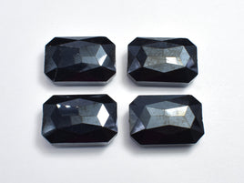 Crystal Glass 18x26mm Faceted Rectangle Beads, Black, 2pieces