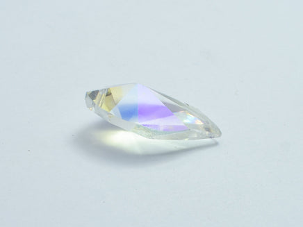 Crystal Glass 15x28mm Faceted Leaf Pendant, Clear with AB, 2pieces-RainbowBeads
