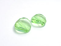 Crystal Glass 18mm Twisted Faceted Coin Beads, Green, 4pieces