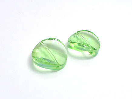 Crystal Glass 18mm Twisted Faceted Coin Beads, Green, 4pieces-RainbowBeads