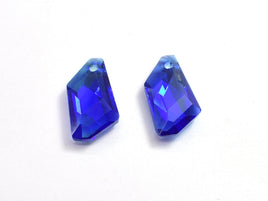 Crystal Glass 12x22mm Faceted Free Form Pendants, Blue, 4pieces