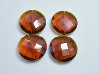 Crystal Glass 30mm Faceted Coin Beads, Brown, 2pieces-RainbowBeads