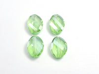 Crystal Glass 13x18mm Twisted Faceted Oval Beads, Green, 4pieces-RainbowBeads