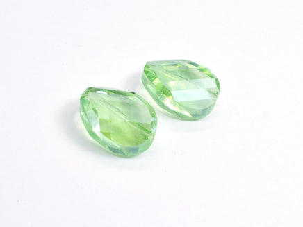 Crystal Glass 13x18mm Twisted Faceted Oval Beads, Green, 4pieces-RainbowBeads