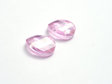 Crystal Glass 13x18mm Twisted Faceted Oval Beads, Pink, 4pieces-RainbowBeads