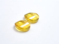 Crystal Glass 13x18mm Twisted Faceted Oval Beads, Yellow, 4pieces-RainbowBeads