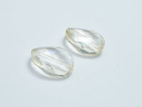 Crystal Glass 13x18mm Twisted Faceted Oval Beads, Light Champagne, 4pieces-RainbowBeads