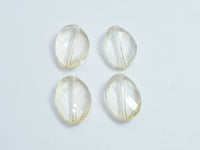 Crystal Glass 13x18mm Twisted Faceted Oval Beads, Light Champagne, 4pieces-RainbowBeads