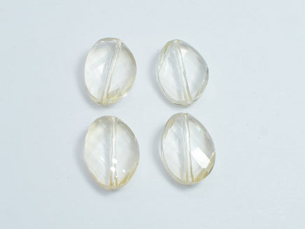 Crystal Glass 13x18mm Twisted Faceted Oval Beads, Light Champagne, 4pieces-RainbowBeads