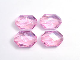 Crystal Glass 17x25mm Faceted Irregular Hexagon Beads, Pink, 2pieces