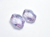 Crystal Glass 17x25mm Faceted Irregular Hexagon Beads, Lavender, 2pieces