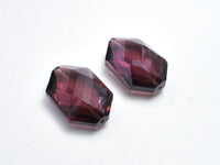 Crystal Glass 17x25mm Faceted Irregular Hexagon Beads, Wine Red, 2pieces