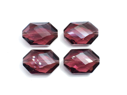 Crystal Glass 17x25mm Faceted Irregular Hexagon Beads, Wine Red, 2pieces-RainbowBeads
