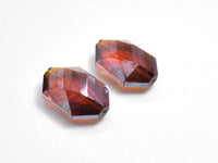Crystal Glass 17x25mm Faceted Irregular Hexagon Beads, Brown, 2pieces
