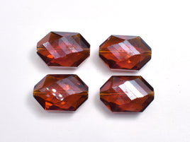 Crystal Glass 17x25mm Faceted Irregular Hexagon Beads, Brown, 2pieces
