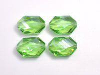 Crystal Glass 17x25mm Faceted Irregular Hexagon Beads, Green, 2pieces-RainbowBeads