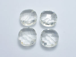 Crystal Glass 20x20mm Faceted Diamond Beads, Clear, 2pieces-RainbowBeads