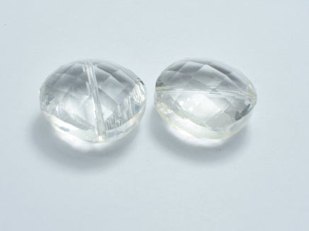 Crystal Glass 20x20mm Faceted Diamond Beads, Clear, 2pieces-RainbowBeads