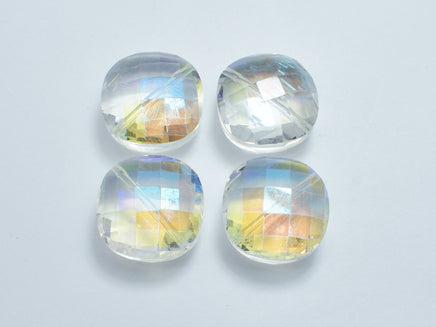 Crystal Glass 20x20mm Faceted Diamond Beads, Clear with AB, 2pieces-RainbowBeads