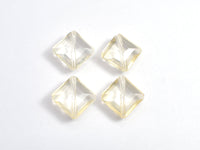 Crystal Glass 13x13mm Faceted Diamond Beads, Light Champagne, 4pieces-RainbowBeads