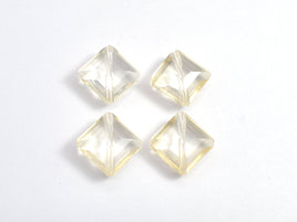 Crystal Glass 13x13mm Faceted Diamond Beads, Light Champagne, 4pieces
