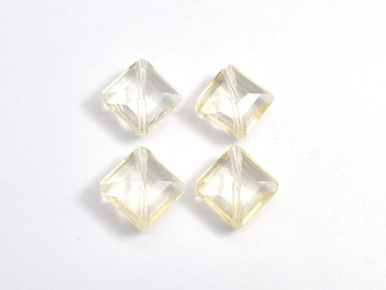 Crystal Glass 13x13mm Faceted Diamond Beads, Light Champagne, 4pieces-RainbowBeads