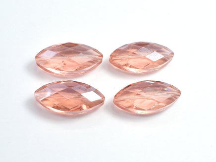 Crystal Glass 12x25mm Faceted Marquise Beads, Peach, 2pieces-RainbowBeads
