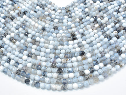 Dragon Vein Agate Beads, Gray & White, 6mm Faceted Round Beads-RainbowBeads